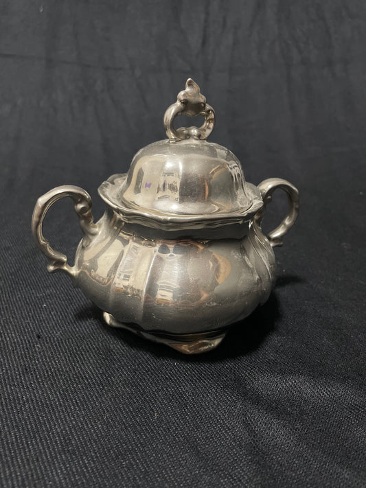 Art Deko Kaffeeset 3-teilig, versilbertes Porzellan