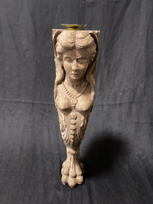 Antiker Engel-Kerzenhalter aus Ca. 200 Jahre altem Tischbein-echtes Unikat