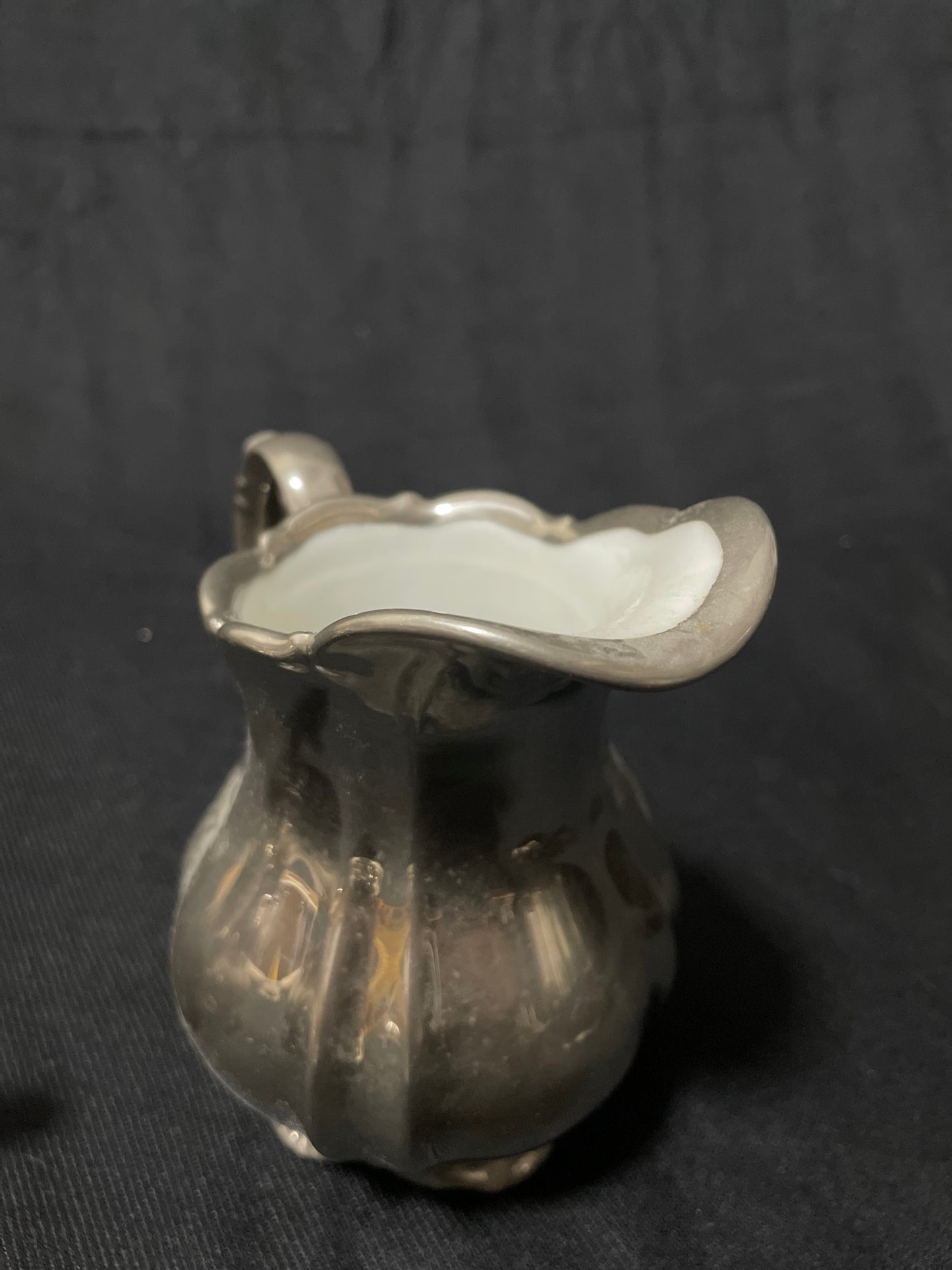 Art Deko Kaffeeset 3-teilig, versilbertes Porzellan