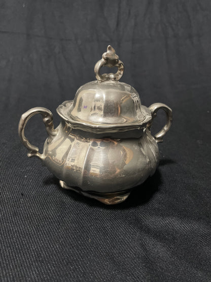 Art Deko Kaffeeset 3-teilig, versilbertes Porzellan